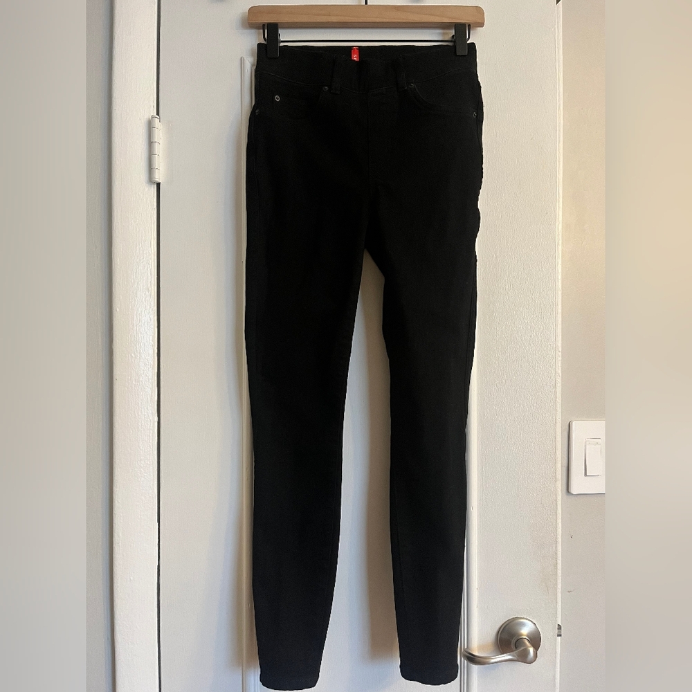 SPANX Black Pull-On Skinny Jeans XS High Rise Tummy Control Ankle Denim